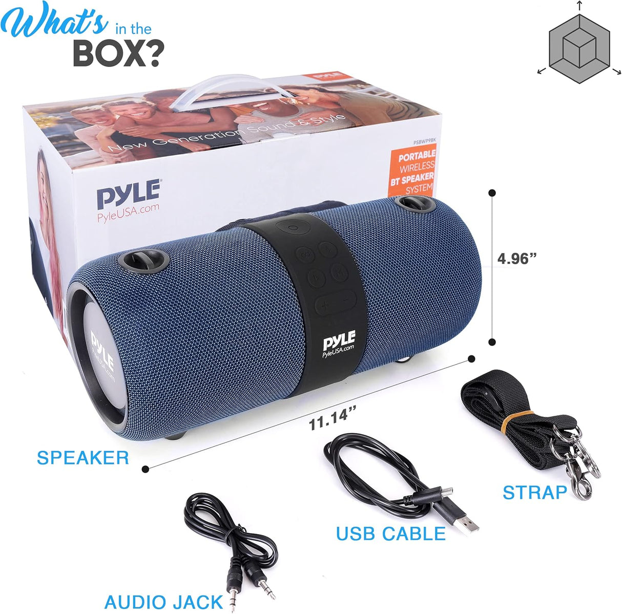 Parlantes Portátiles Bluetooth PYLE-HOME PSBWP9BL