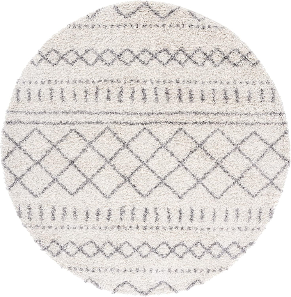 Alfombra Redonda Shag, Diseño Marroquí, 1.6 Pulgadas de Grosor