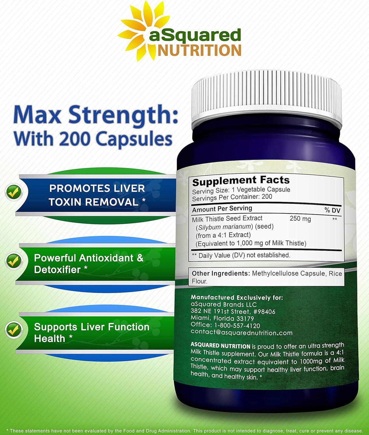 Suplemento Nutrition Suplemento de cardo mariano de 1000 mg
