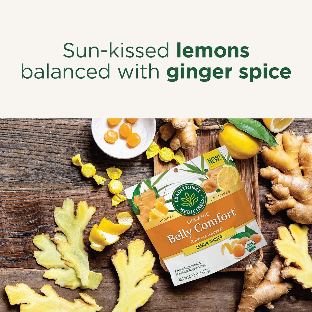 Suplemento de jengibre y limón Organic Belly Comfort 30 un