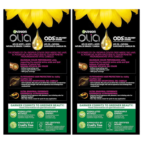 Garnier Olia Tinte color brillante,  negro suave, 2 unidades