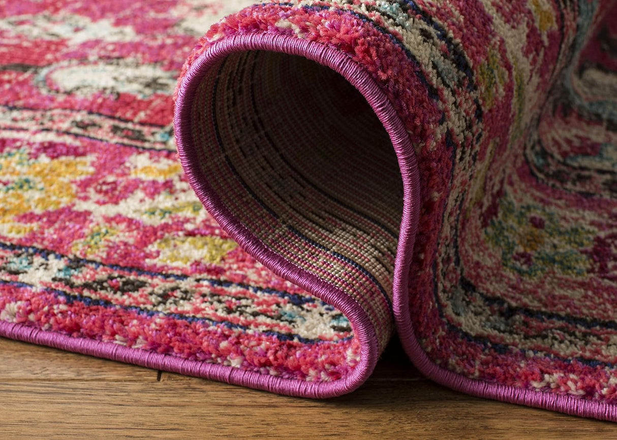 Alfombra Runner Boho Chic Medallón Distressed, Modelo MNC243D