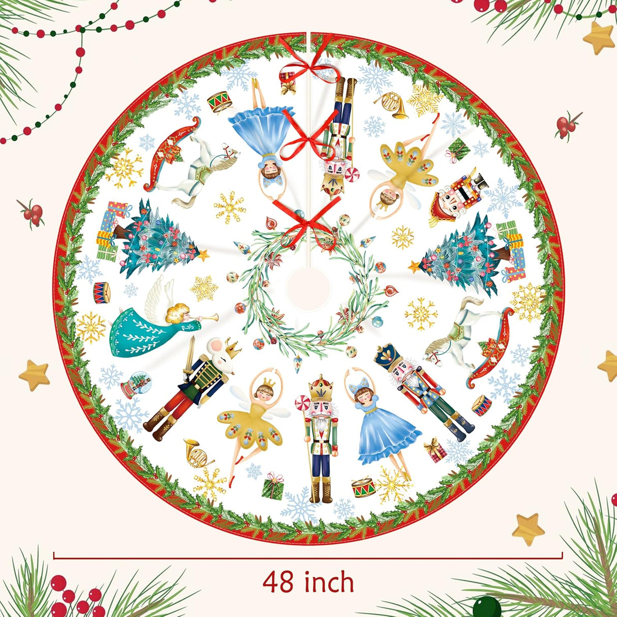 Funda de Árbol de Navidad 48, Nutcracker, Decoración Rústica