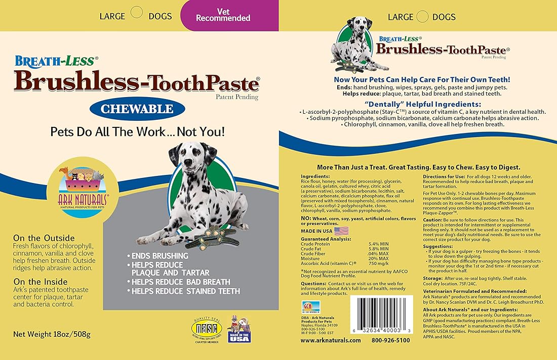 Masticables dentales naturales para perros grandes