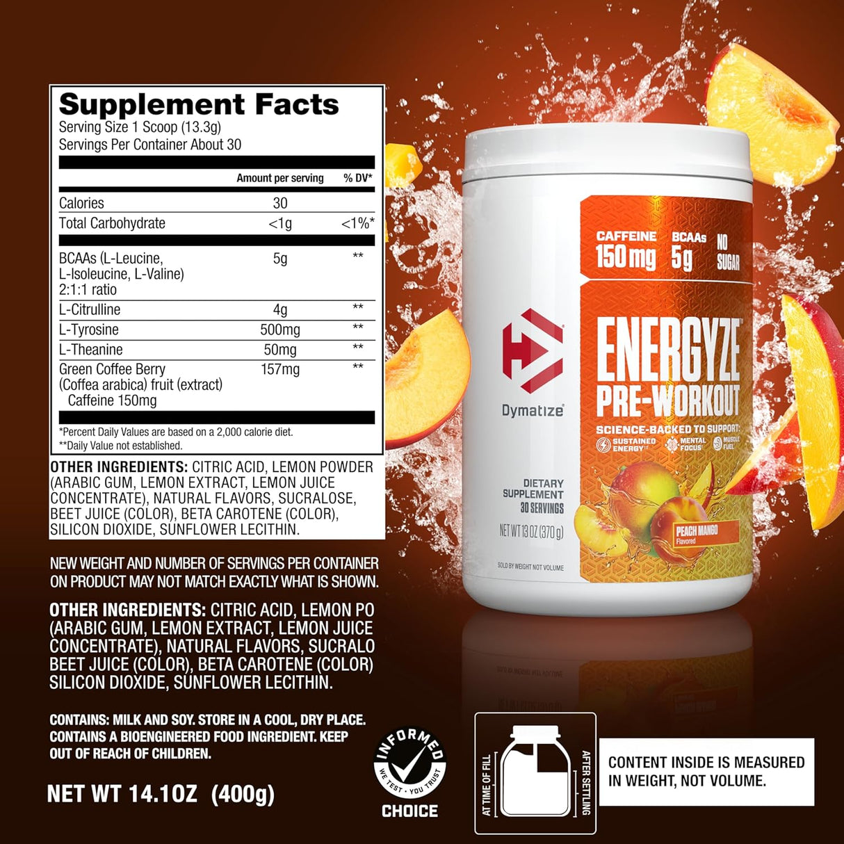 Dymatize Energíaze Pre Entreno BCAA 30s