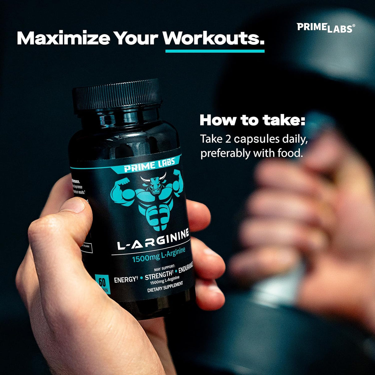 L-Arginina Prime Labs 1500mg - Flujo Sanguíneo y Energía