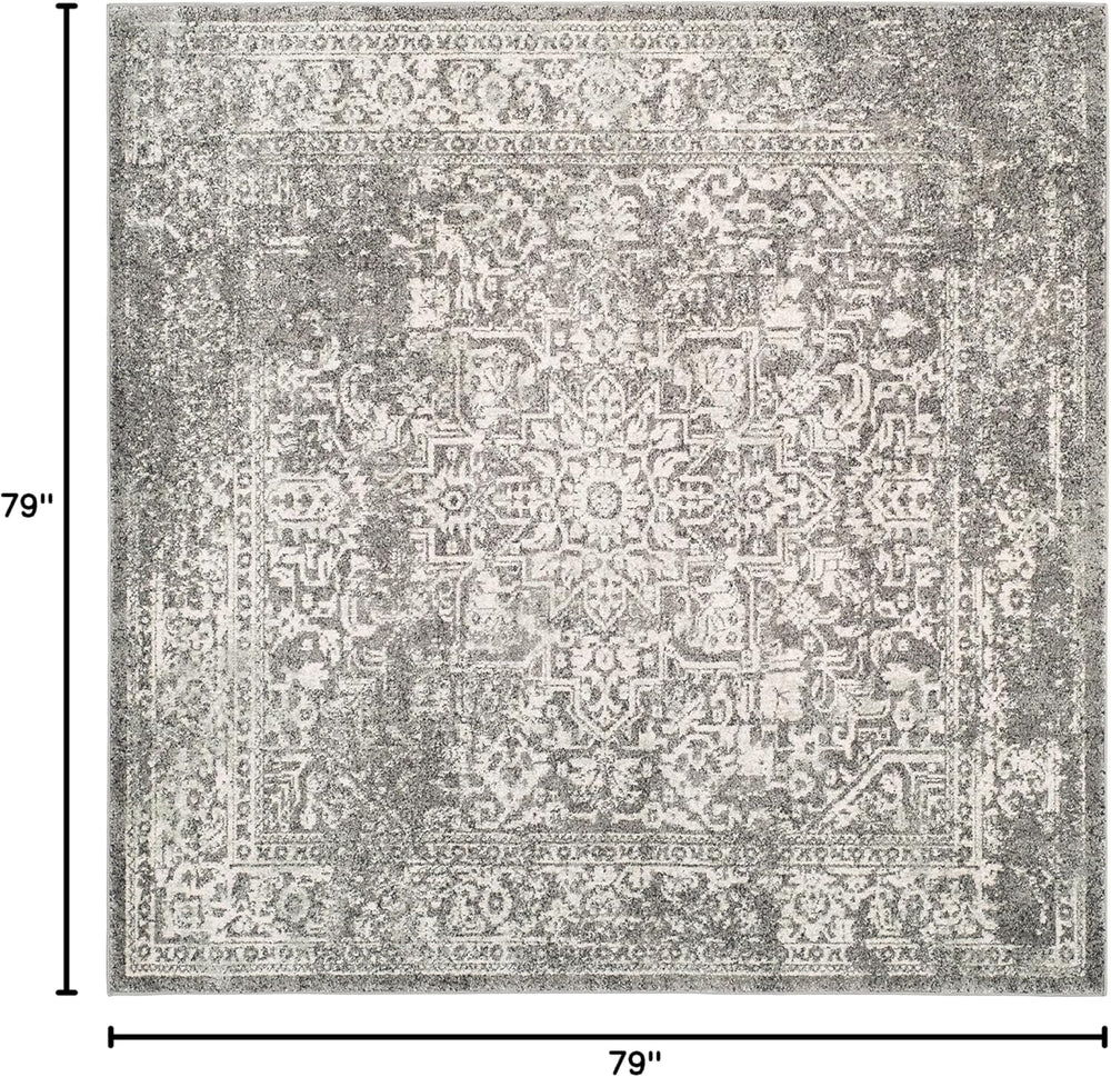 Alfombra de Área Cuadrada, Diseño Oriental, Fácil Cuidado, EVK256D