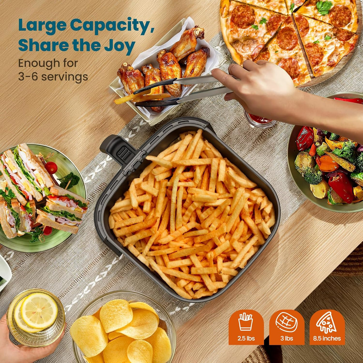 Freidora de aire Nuwave Brio 10 en 1, 6 QT, 1800W, 100 recetas