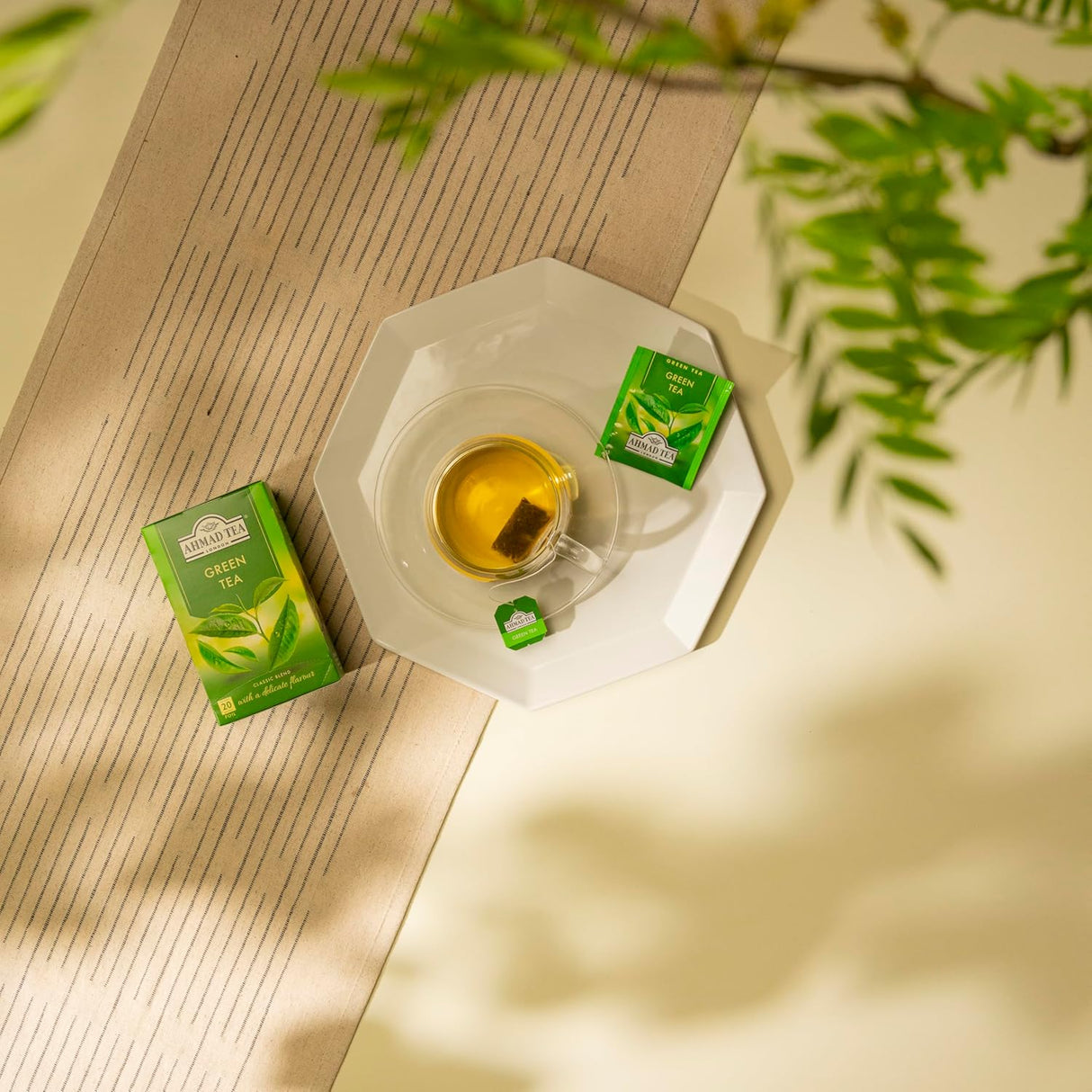 Té Verde Ahmad Té, 20 bolsas, sin azúcar ni cafeína
