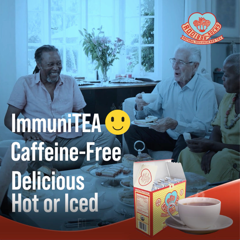Rooibos Tea Immune Support Teabags - 200 USDA orgánico no GMO Naturalmente libre de cafeína Sudafricana Red Bush Herbal Tea Bags por Rooibos Rocks - Siente la bondad y aumenta tu inmunidad