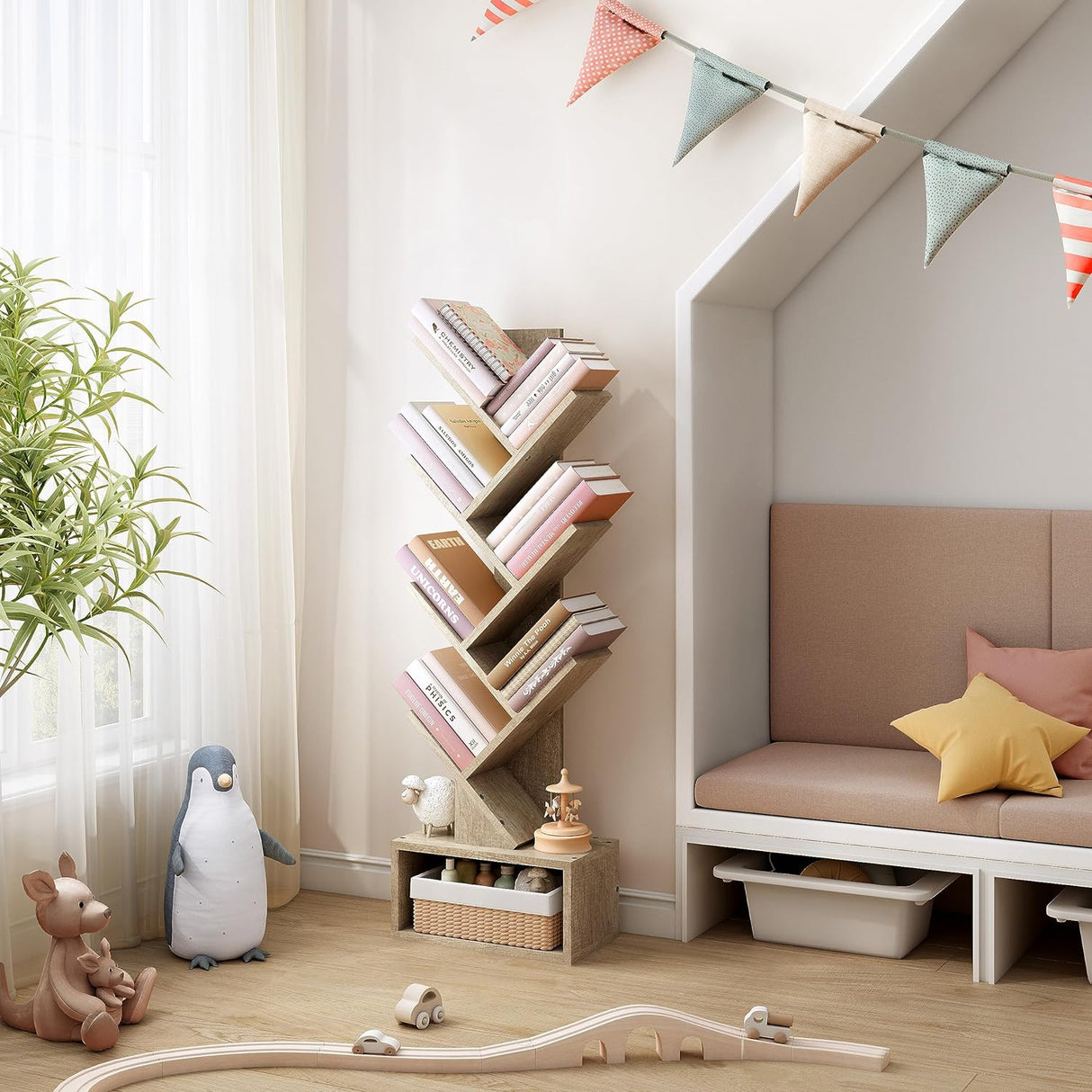 Estantería de 6 Niveles Hoctieon con Cajón, Librero Alto