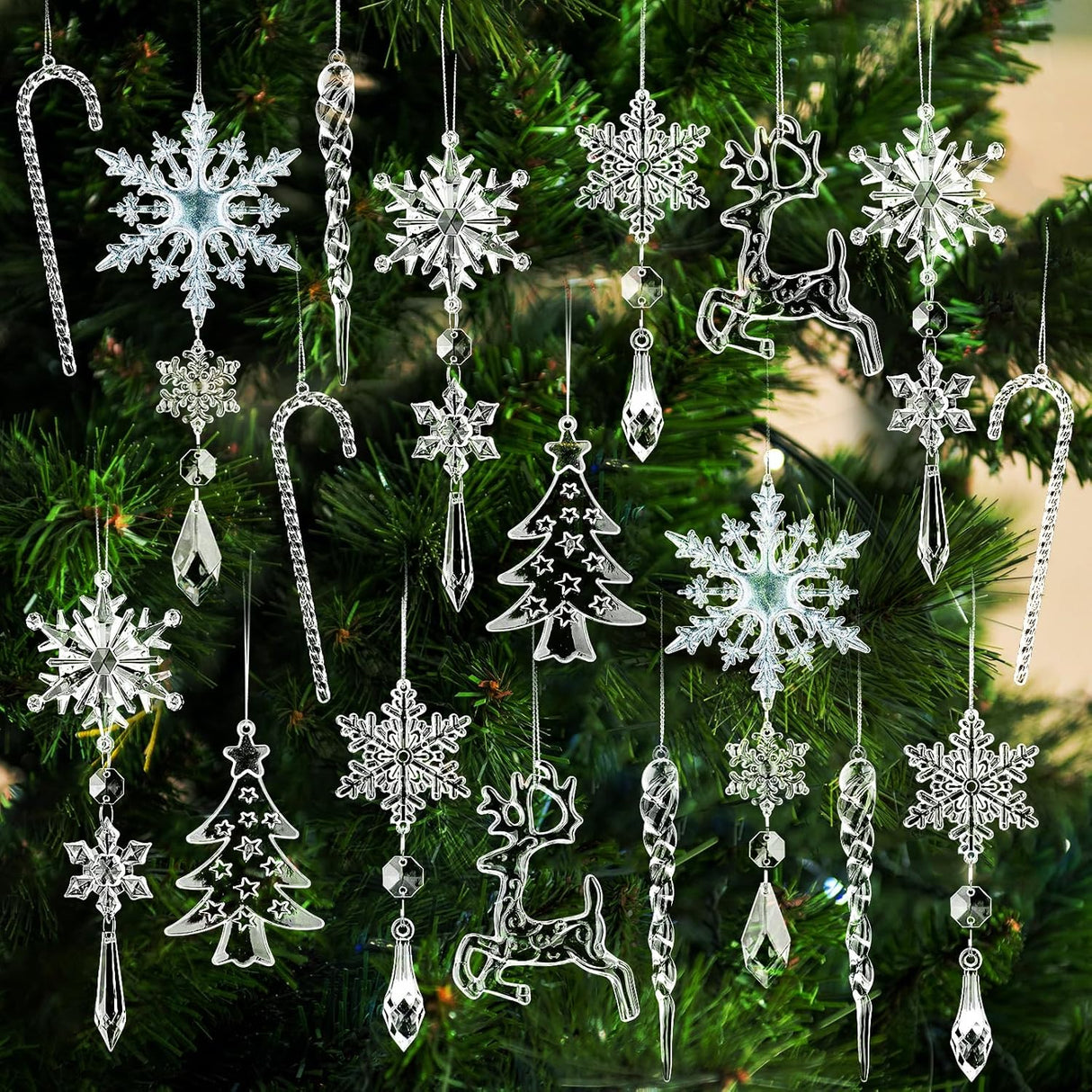 Adornos de Navidad Geegoods 18pcs Copos de Nieve Cristales