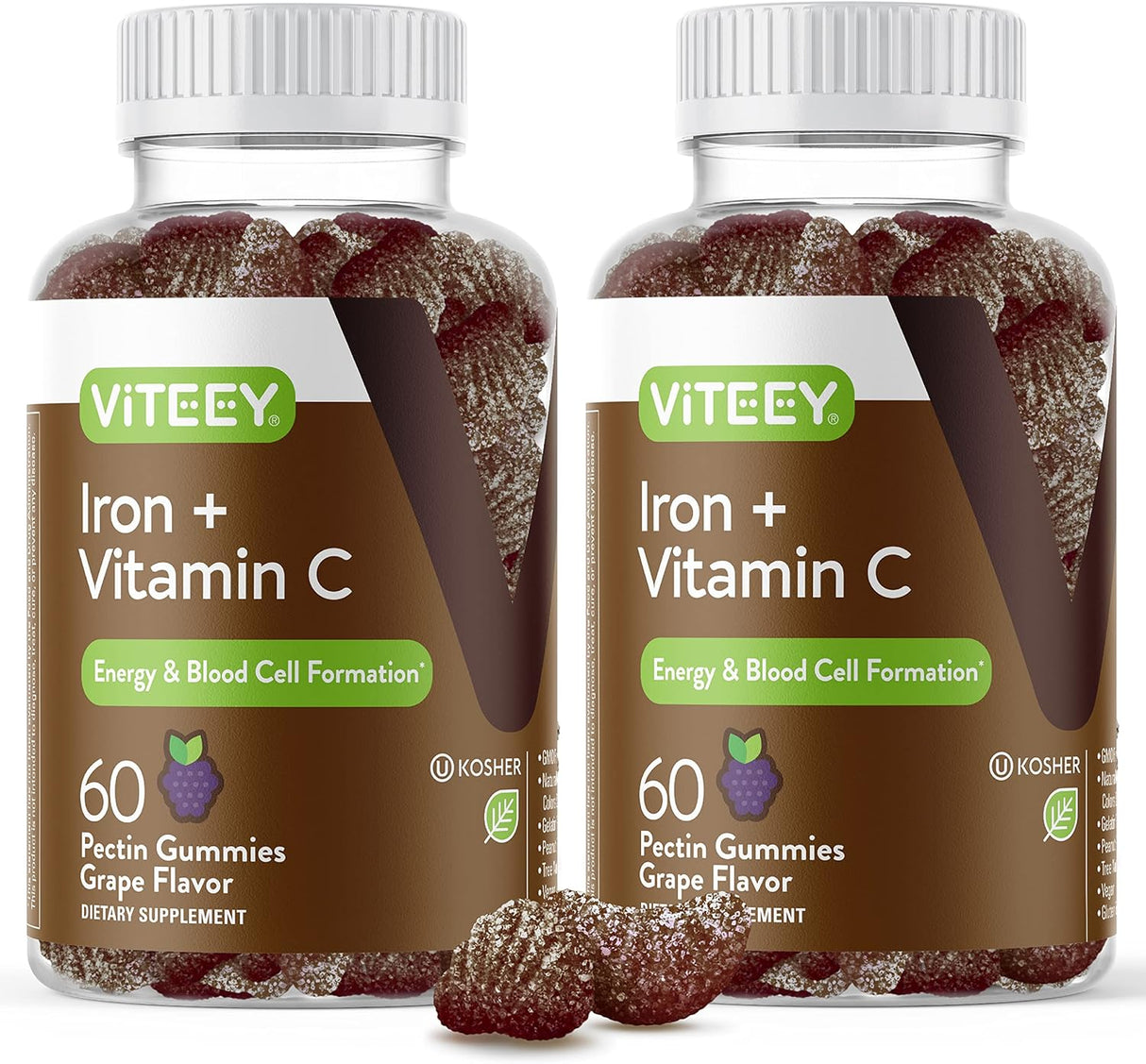 Suplemento Gomitas de hierro de 20 mg + vitamina C de 26 mg