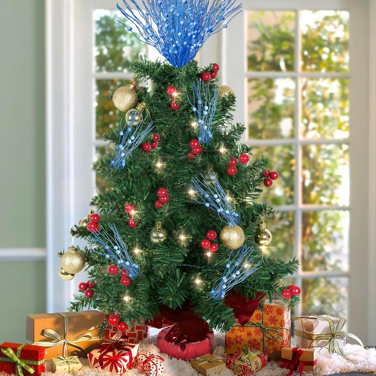 20 Piezas Decoraciones de Árbol de Navidad, Picks y Ramas