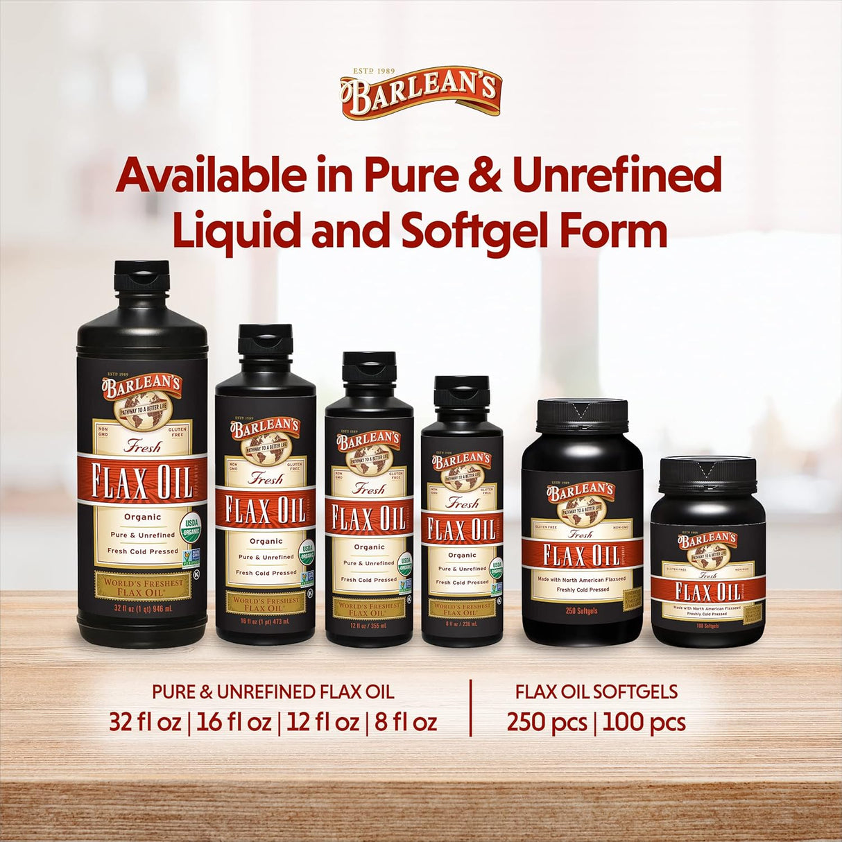 Suplemento de Aceite de Linaza Barlean's 1,650 mg ALA, 250 ct