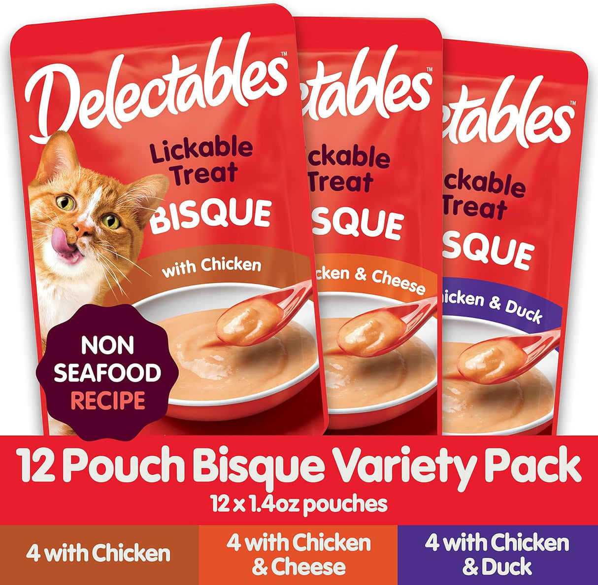Delectables Bisque Lickable Gato, Variedad 12 Cuentos