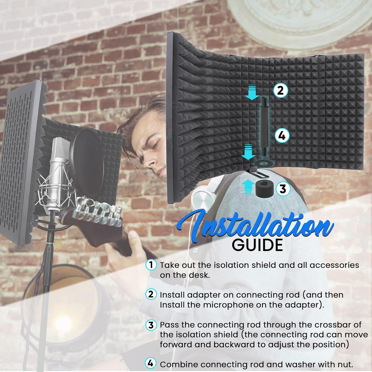 Escudo de aislamiento de micrófono 5 paneles PSMRS05 PYLE