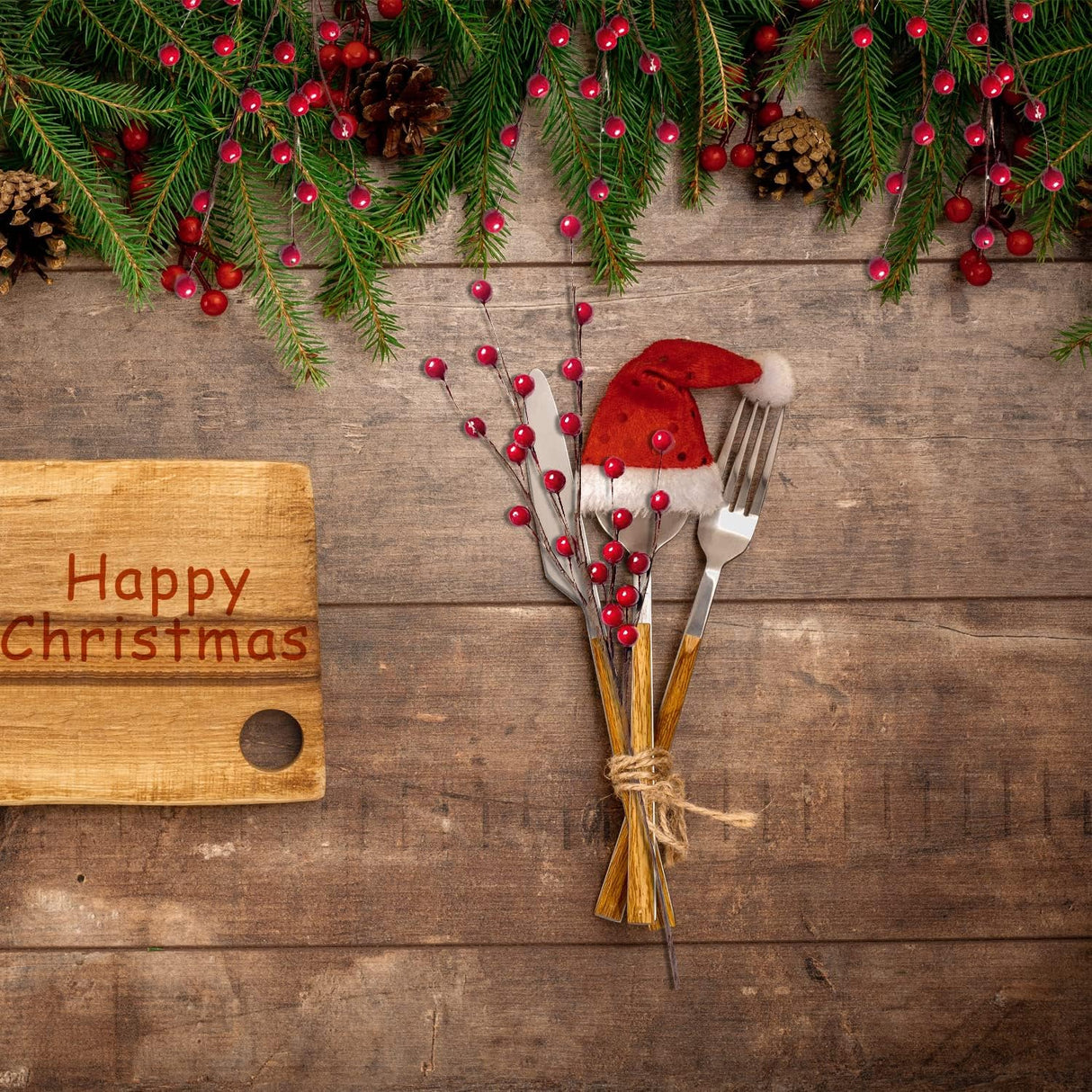 10 Pcs Berries Artificiales para Decoración Navideña, Rojo