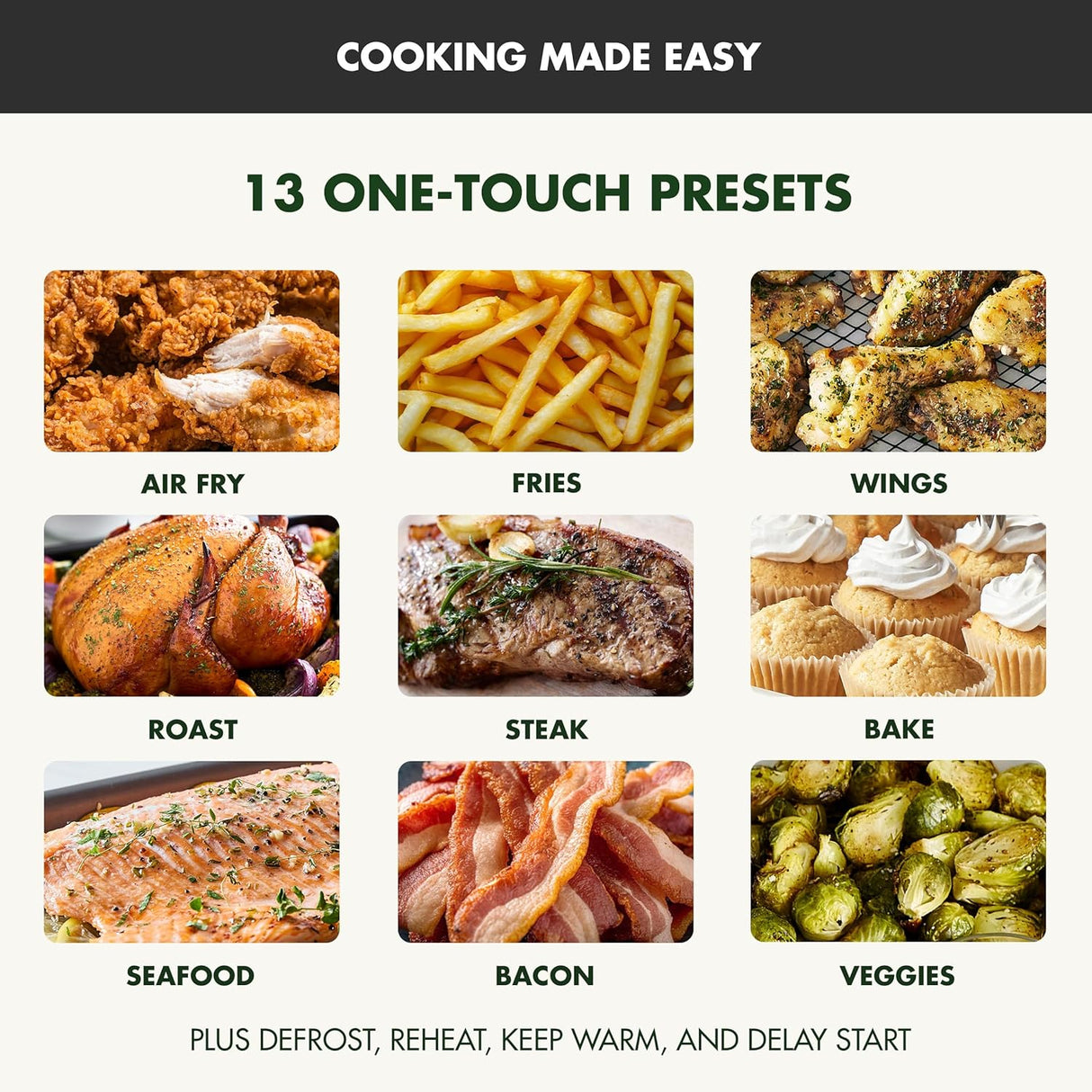 Freidora de aire 7QT GreenPan, Ventana clara, 13 programas