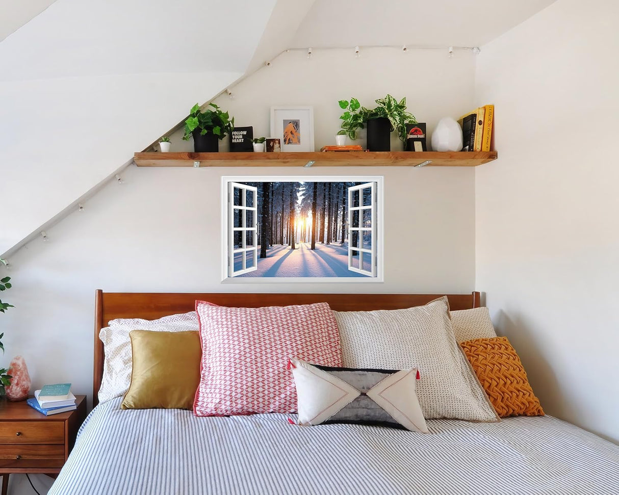 Adhesivo de pared falso para ventana mural de pared de nieve