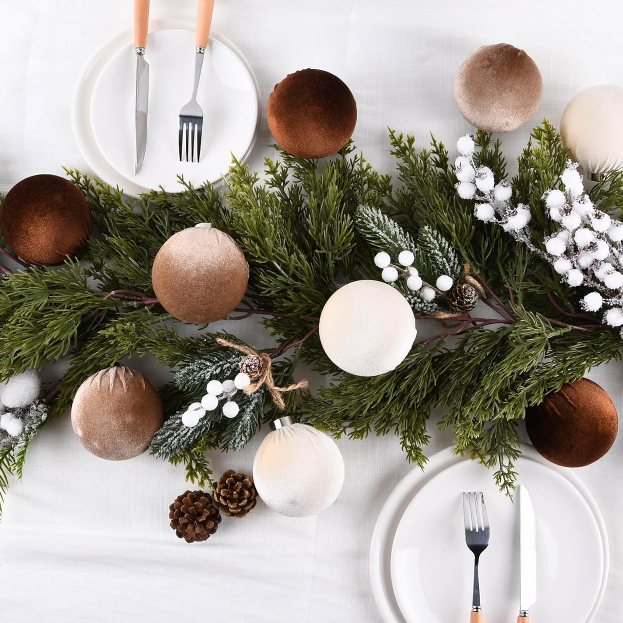 Adornos navideños de terciopelo - 15pcs, shatterproof, 80mm