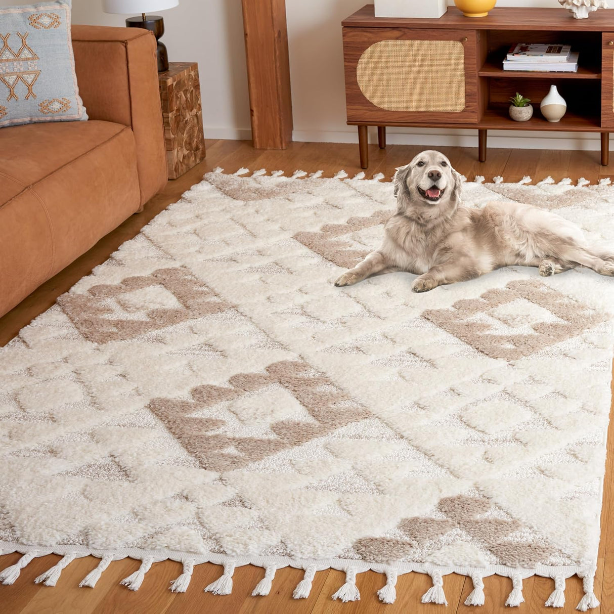 Alfombra Redonda de Diseño Marroquí, Ideal para Áreas de Tráfico (MTS688B-7R)