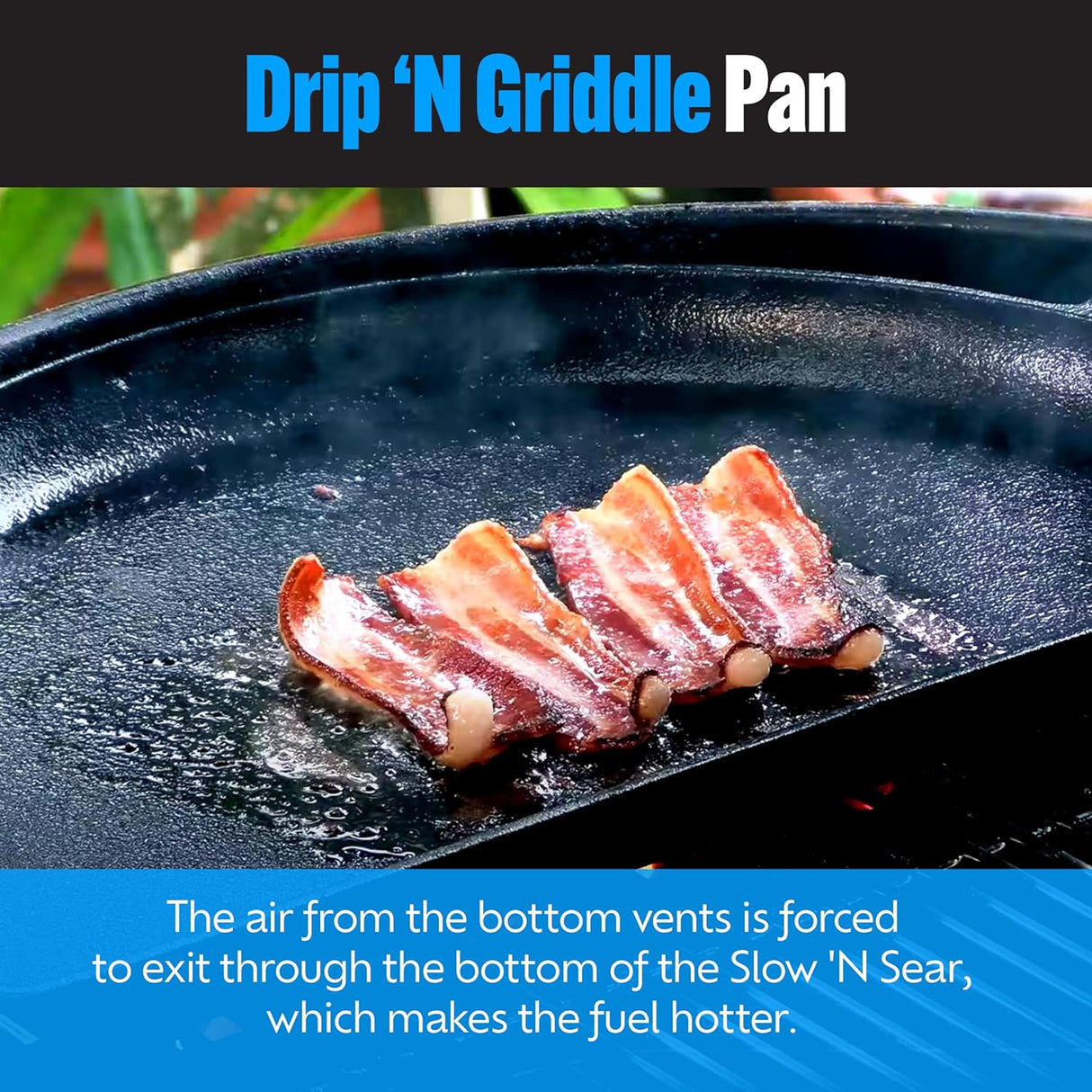 Sartén Drip 'N Griddle SnS Grills 3 en 1, 22 para parrillas
