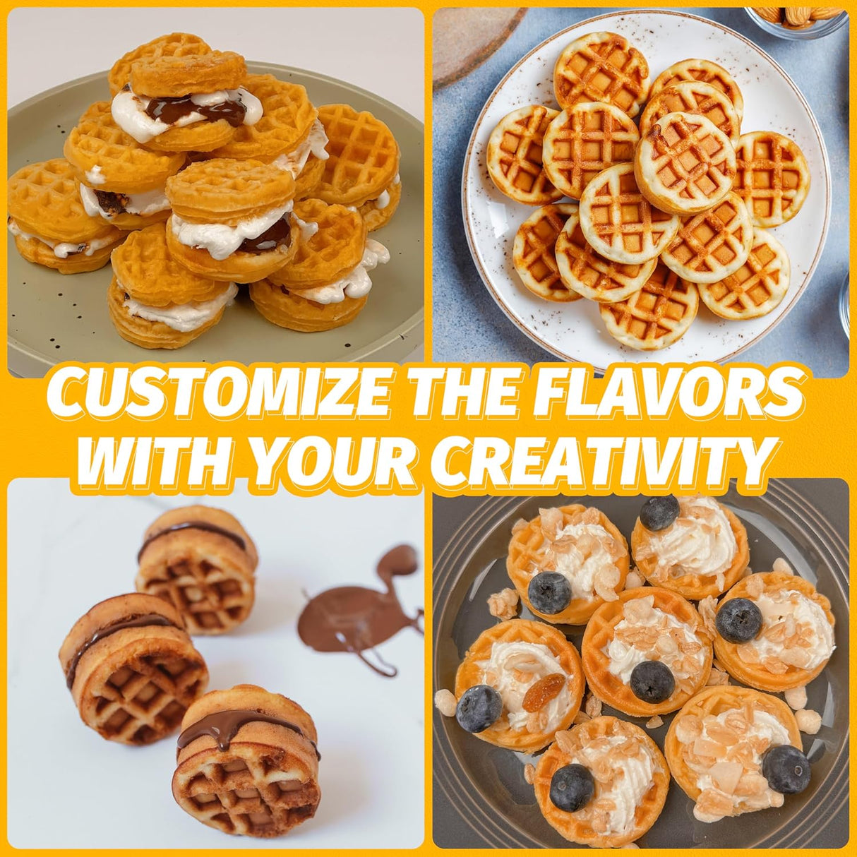 Mini Waffle Maker, Ideal para Snacks y Desayunos, Modelo XW-8