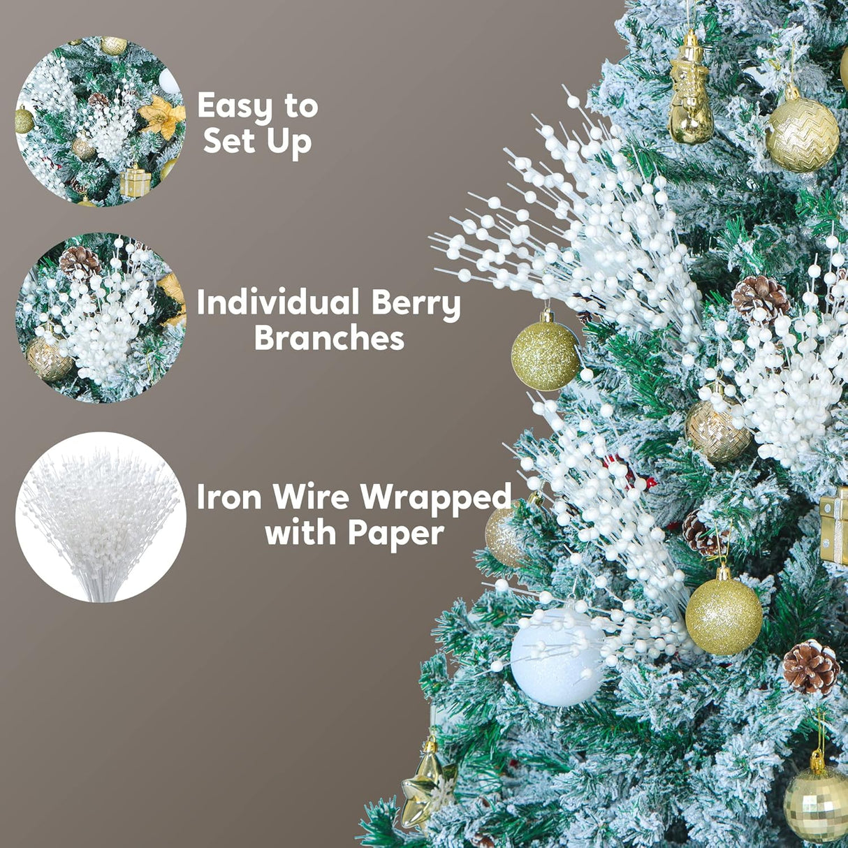 Ramas decorativas Joiedomi, 24 Pcs, para árbol de Navidad