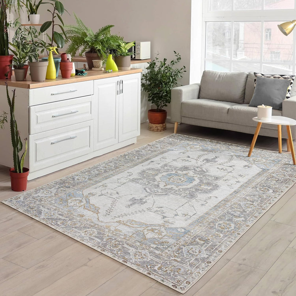 Alfombra Lavable 3x5 Adiva con Antideslizante, Vintage, 3'x5