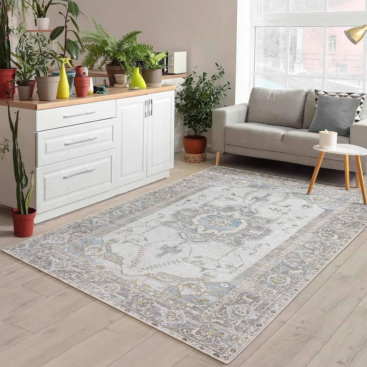 Alfombra Lavable 3x5 Adiva con Antideslizante, Vintage, 3'x5