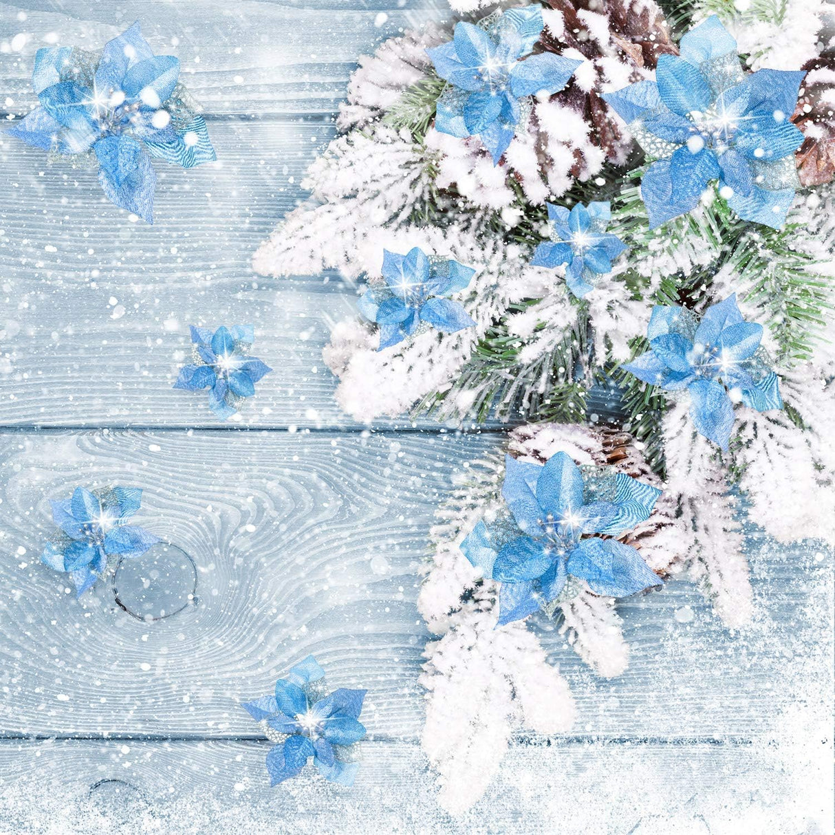 Flores Artificiales Poinsettia, WILLBOND, 36 Piezas, Decoración Navidad