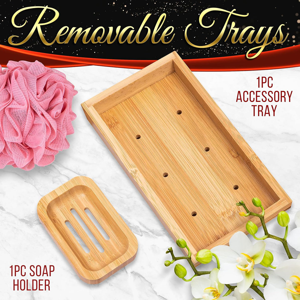 Organizador de bañera de bambú SERENELIFE SLBCAD29N