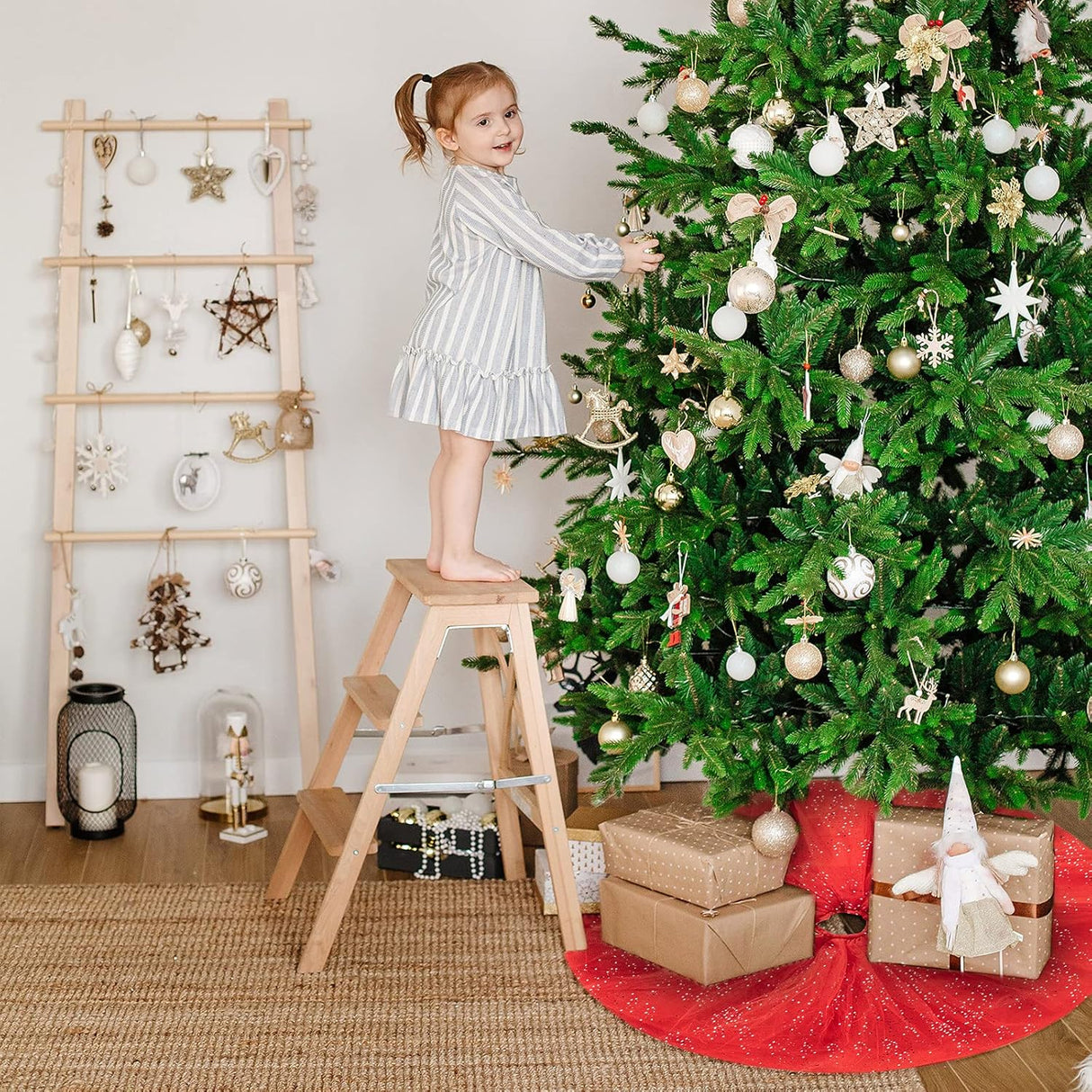 Funda de Árbol de Navidad Ruffle Shiny Tulle Doble Capa 48