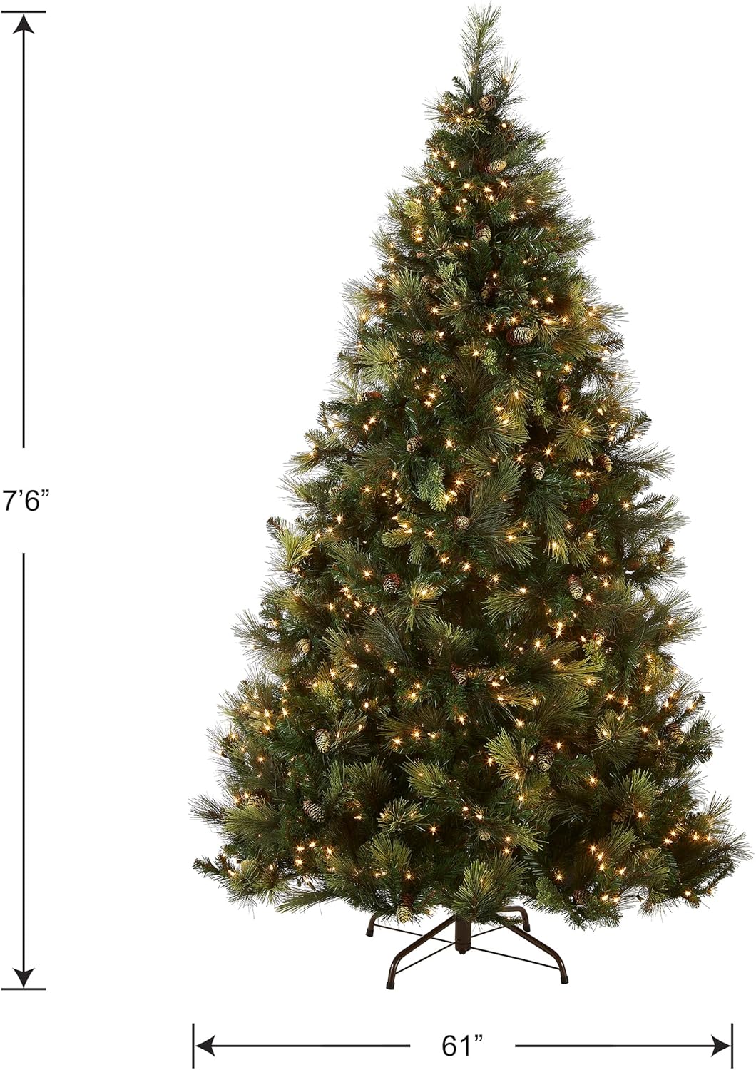 Árbol de Navidad Artificial National Tree 7.5ft, 750 luces claras