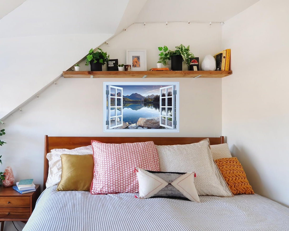 Adhesivo de pared falso para ventana, mural de paisajes