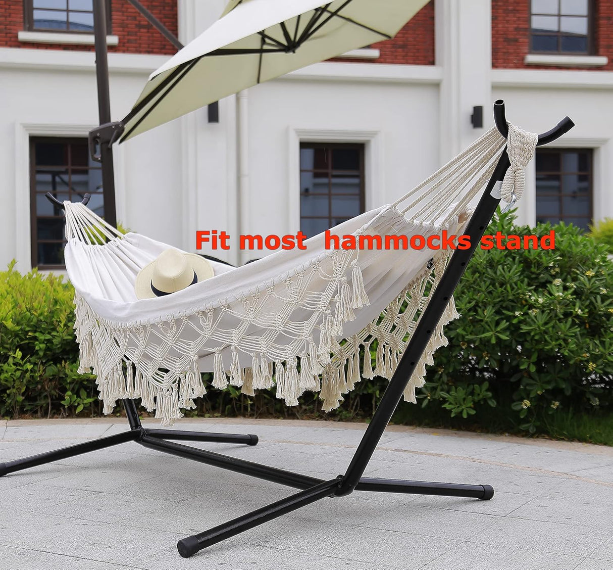 Hamaca interior doble con borlas, portátil, hasta 500 lbs.