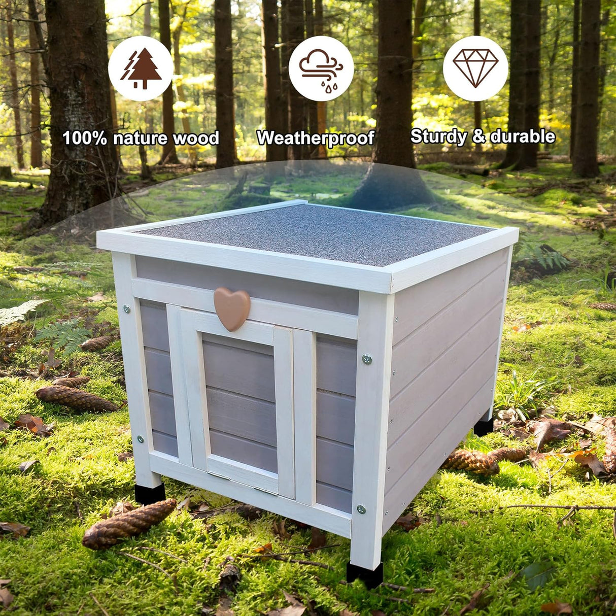 Casa para Gatos Exteriores Rockever, Aislante y Resistente al Clima