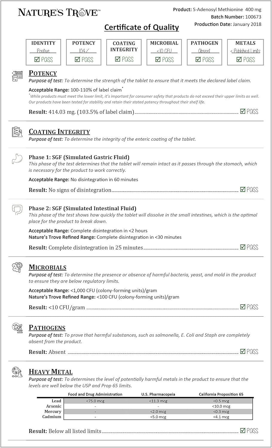 Suplemento SAM-e 400 mg 90 cápsulas Vegano Kosher