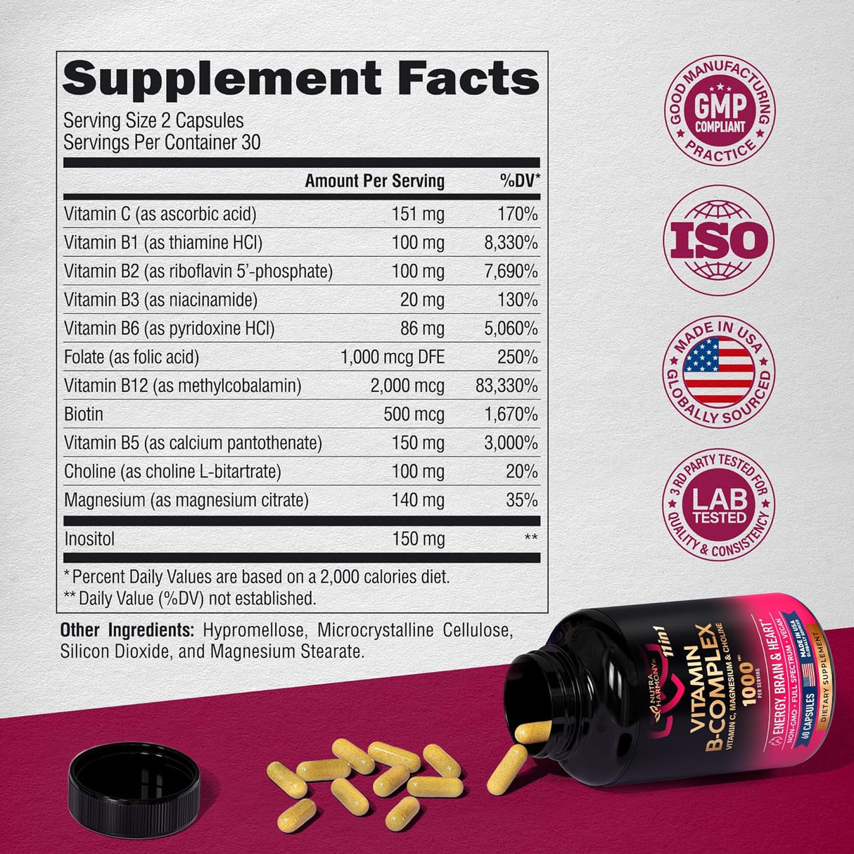 Suplemento Complejo de vitamina B – Complejo B 11 B1, B2, B3