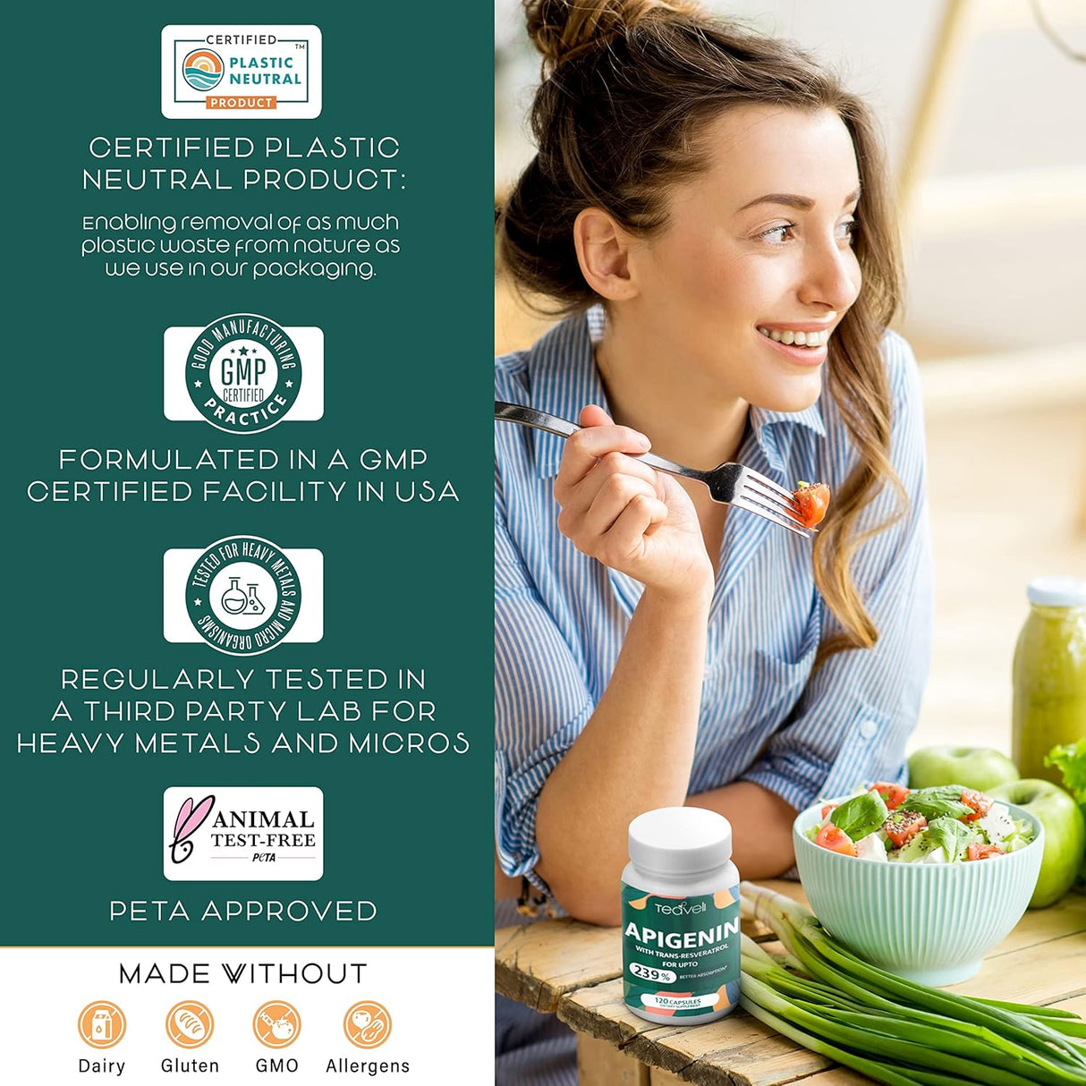 Suplemento de apigenina con resveratrol 50 mg de apigenina