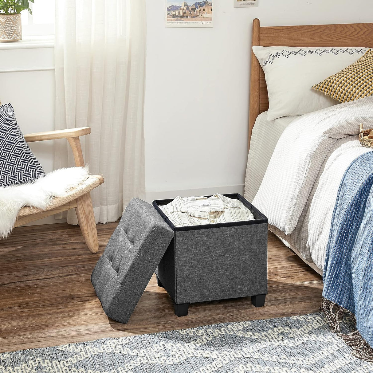 Otoman de almacenamiento cúbico, banco con almacenamiento, ULSF14GYZ