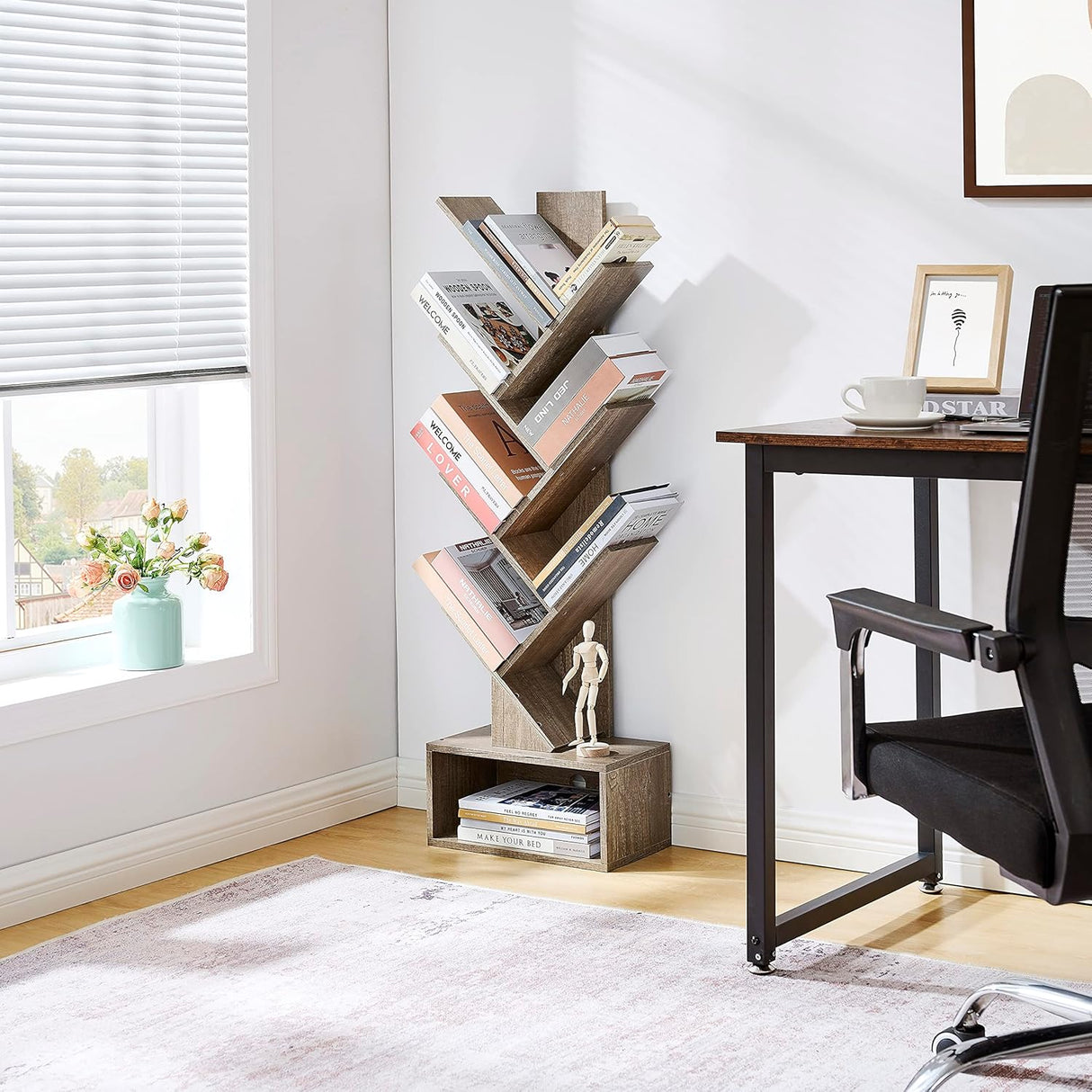 Estantería de 6 Niveles Hoctieon con Cajón, Librero Alto