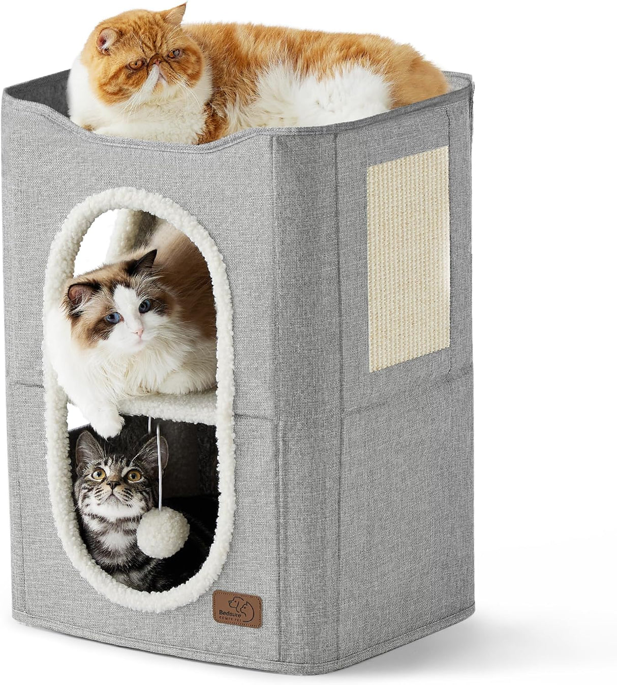 Casa para Gatos 2 Niveles Bedsure, con Rascador y Escondite