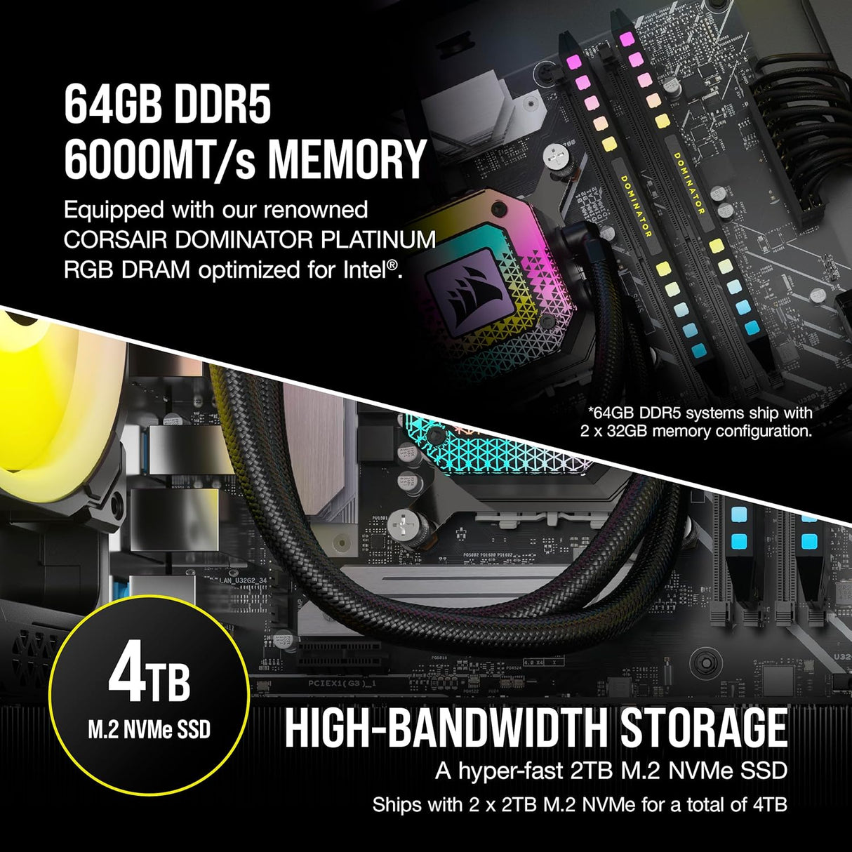 PC para juegos Memoria DDR5 Dominator Platinum RGB de 64 GB