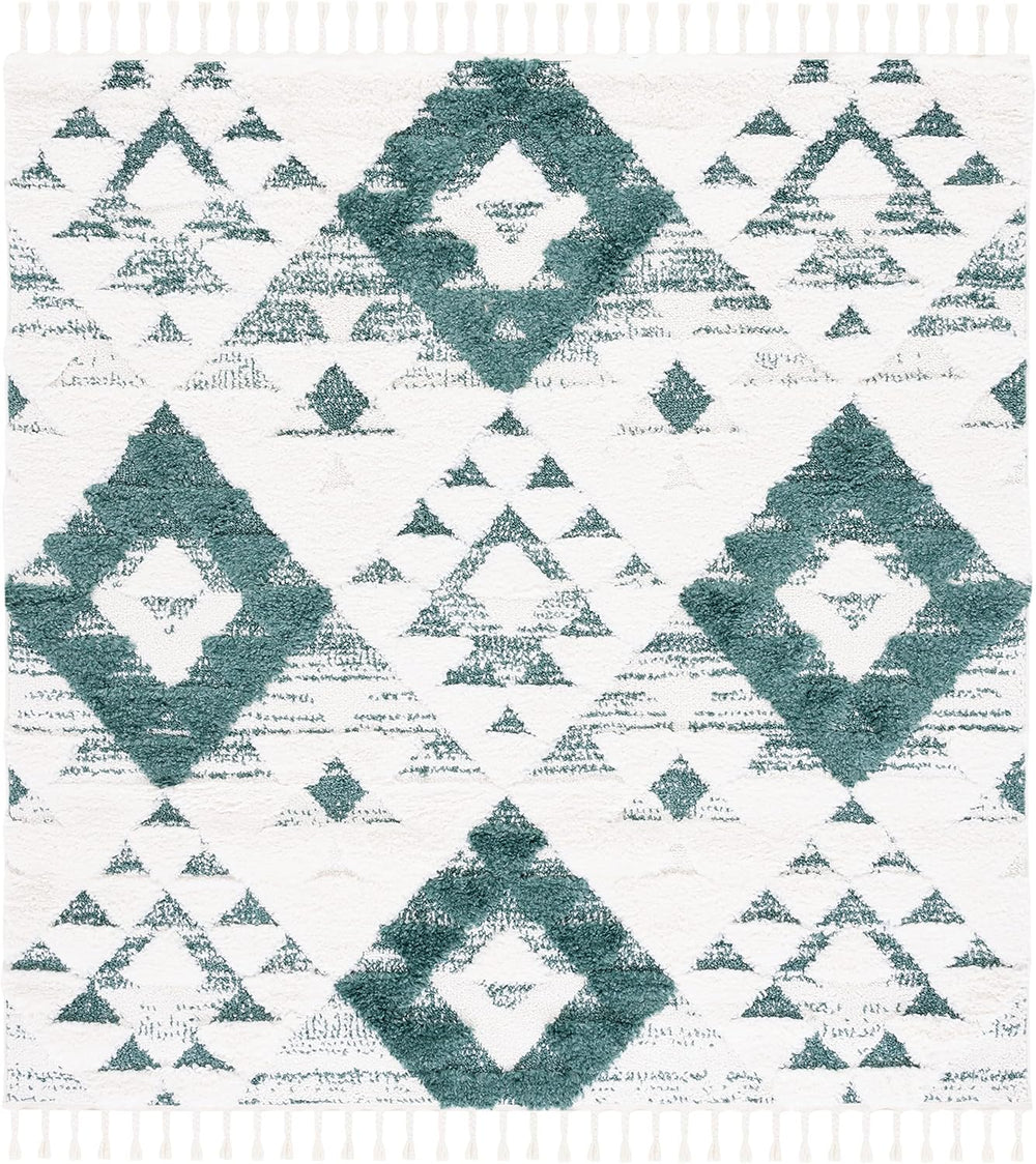 Alfombra Shag Marroquí con Borlas - Diseño Boho, MTS688Y-8SQ