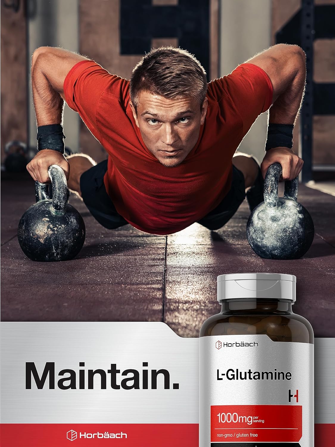 Horbaach L Glutamina Cápsulas 1000mg Suplemento 180 cápsulas