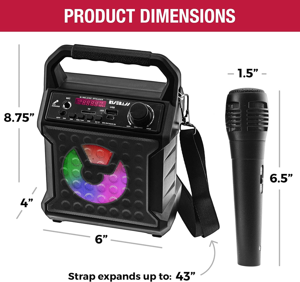 Altavoz Bluetooth Risebass con micrófono y luces de fiesta