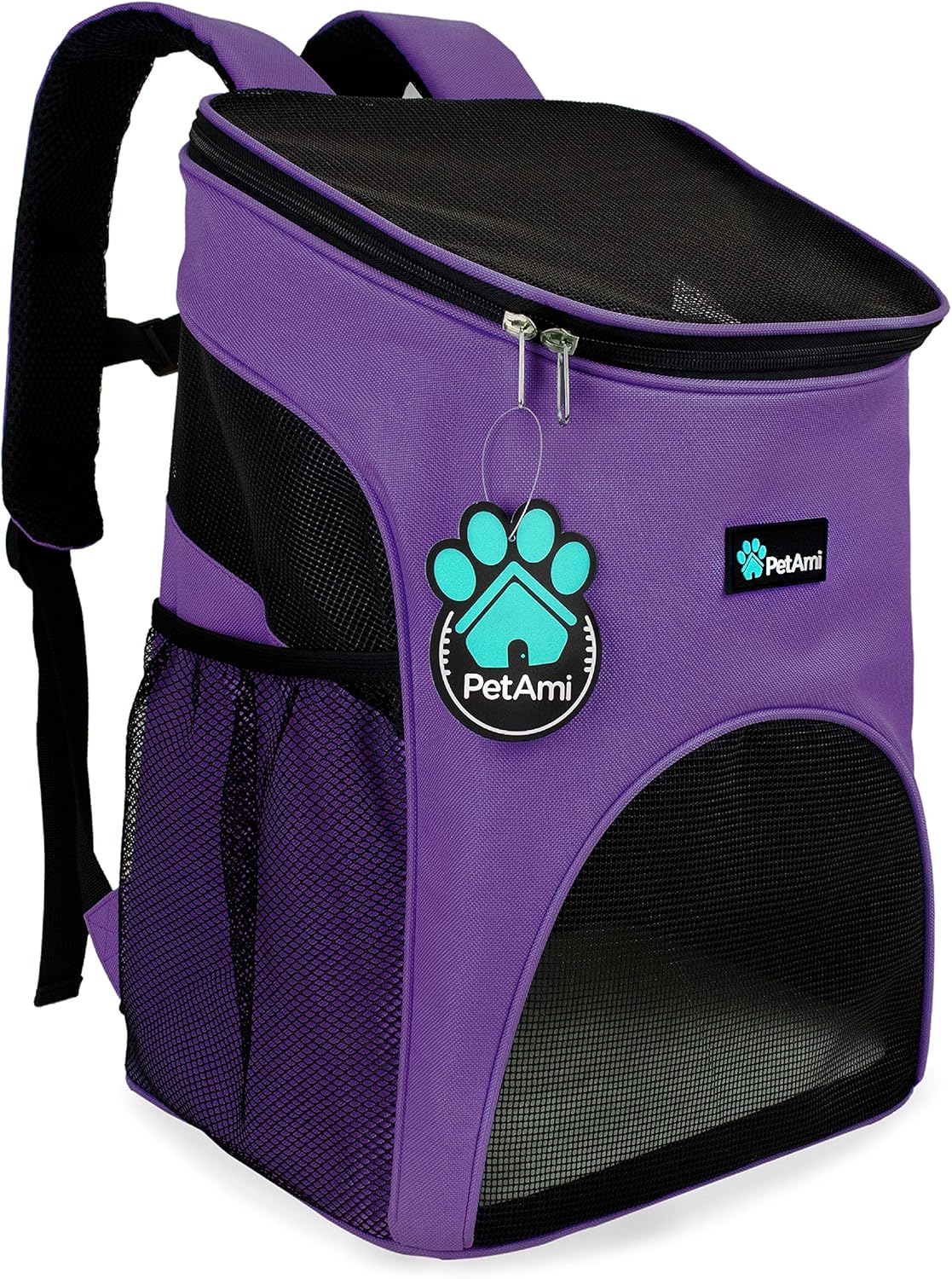 Mochila de transporte para gatos correa de seguridad lila