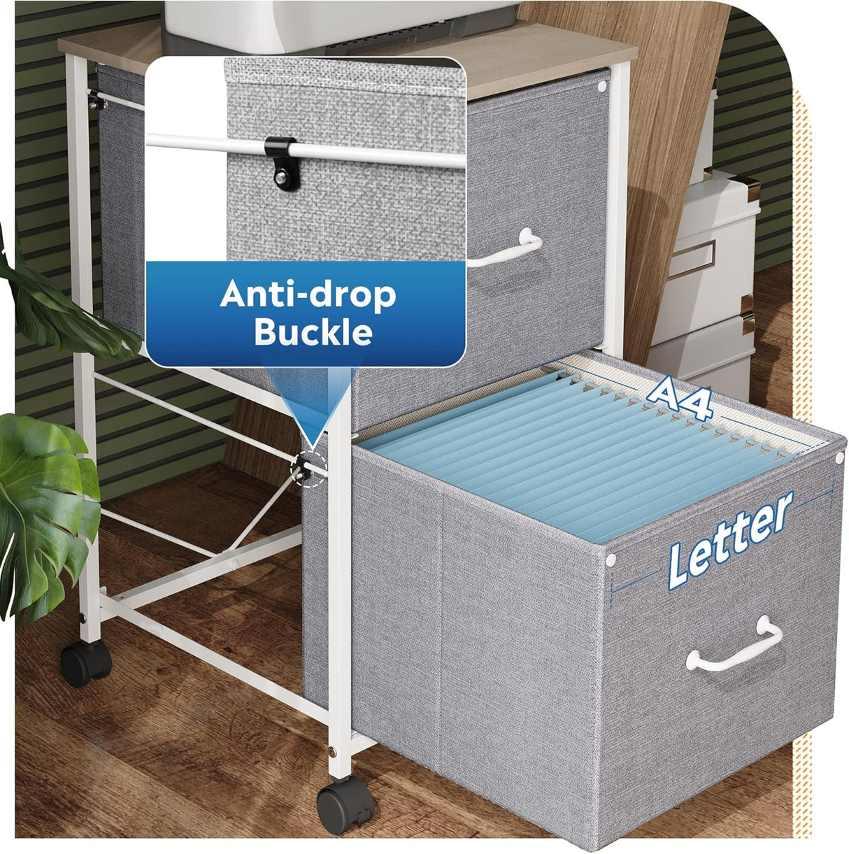 Gabinete de Archivo Móvil DEVAISE, 2 Cajones, Vertical A4/Letter